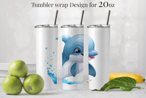 10 Dolphin Tumbler Design 20oz 806 1 Graphics & Illustrations