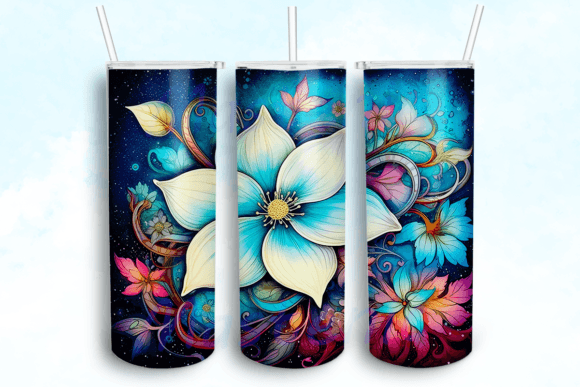 Alcohol Ink Dogwood Flowers Tumbler PNG: Graphics & Crafts