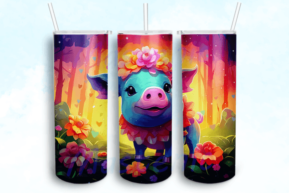 Baby Pig Tumbler Sublimation Design: Graphics for Crafts & Playful Branding