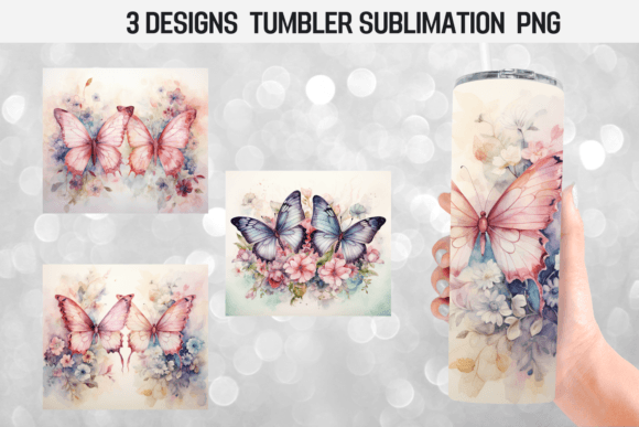 Butterflies Shabby Chic Tumbler Wrap: Graphics for Crafts