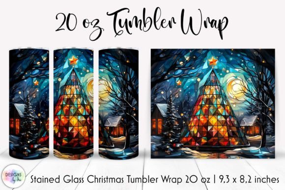 Christmas Tree Stained Glass Tumbler PNG