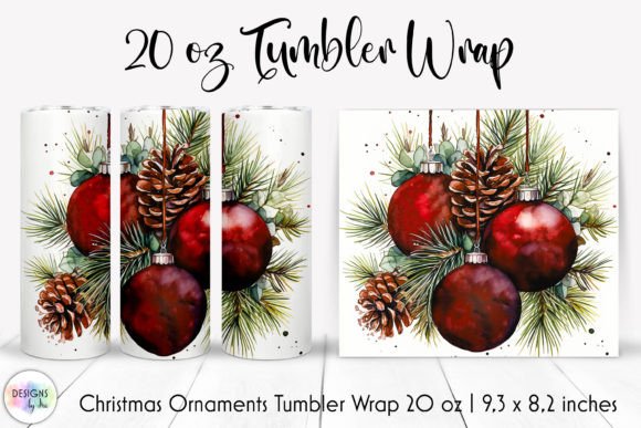 Christmas Tumbler Wrap with Red Bulbs: Graphics for Warm, Handmade Tumbler Wraps