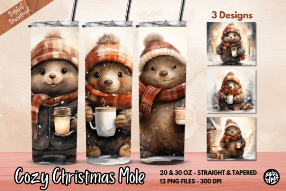 Cozy Christmas Mole Tumbler Wrap: Graphics & Print Templates