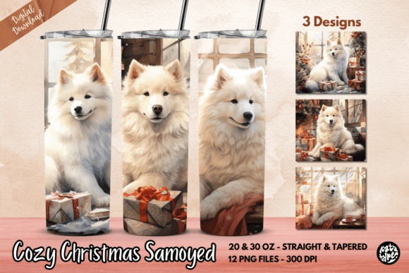 Cozy Christmas Samoyed Tumbler Wrap: Graphics & Print Templates