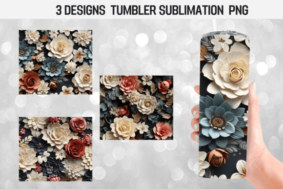 Dark Flowers Tumbler Wrap Designs: Graphics for Crafts & Brand Projects