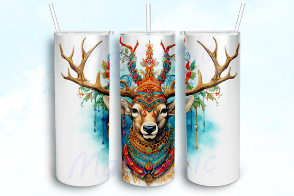 Elegant Reindeer Portrait Tumbler: Crafts & Graphics for Local Branding