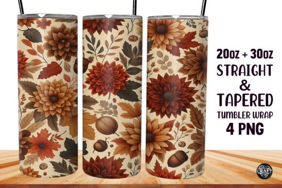 Fall Floral Sublimation Graphics for Tumbler Wraps