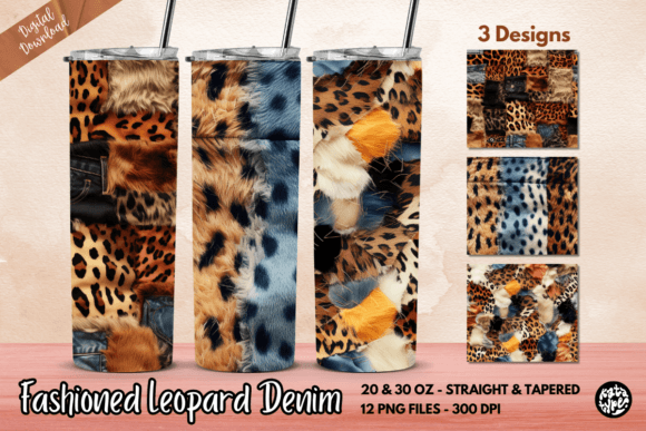 Fashioned Leopard Denim Tumbler Wrap: Graphics & Print Templates