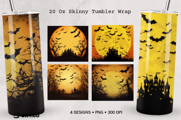 Full Moon Night Tumbler Sublimation PNG: Graphics for Crafts