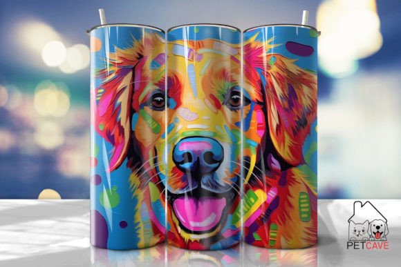 Golden Retriever Pop Art Tumbler Wrap: Graphics for Crafts & Local Branding