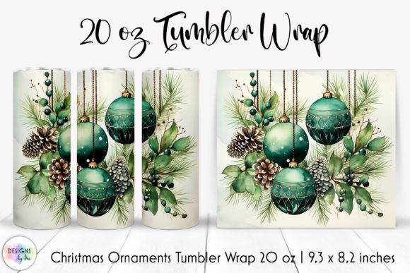 Green Christmas Bulbs Tumbler Wrap