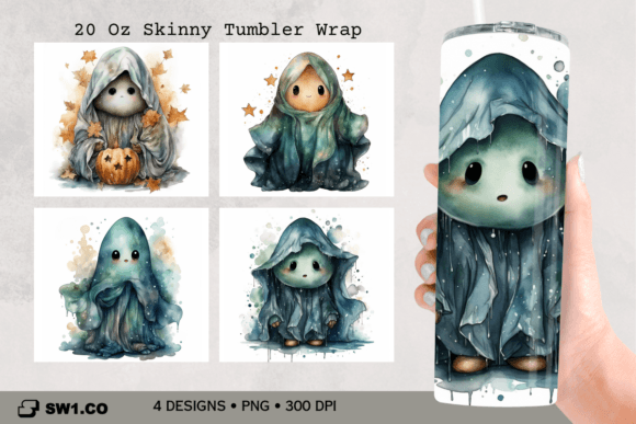 Halloween Cute Ghost Tumbler Sublimation Graphics