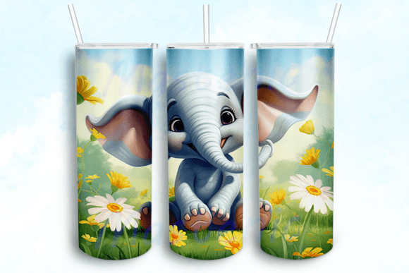 Happy Elephant Tumbler Sublimation Graphics for Crafts