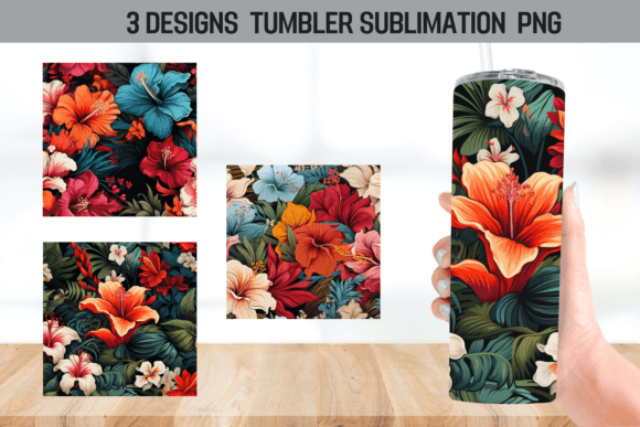 Hawaii Flowers Tumbler Wrap: Graphics for Crafts & Content