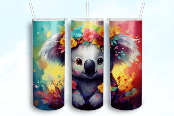 Koala Tumbler Sublimation Design: Graphics for Crafts & Content