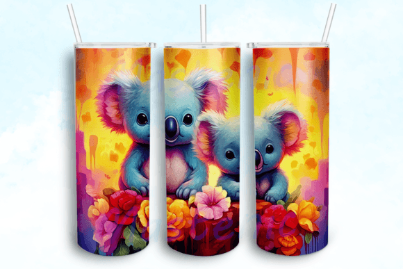 Koalas Tumbler Sublimation Design: Graphics for Crafts