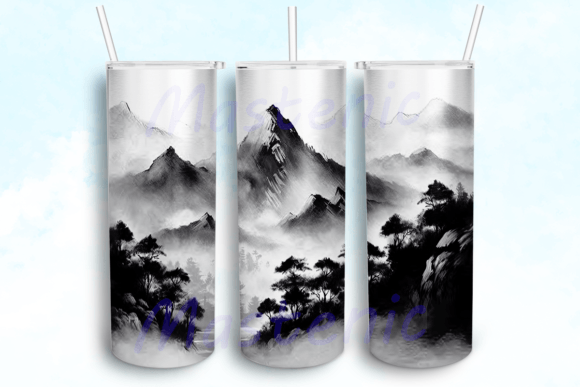 Mountain Landscape Tumbler Sublimation Graphics for Crafts