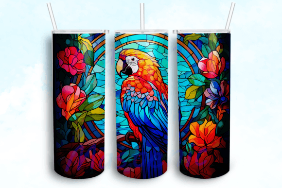 Parrot Flowers Tumbler Sublimation: Graphics for Crafts