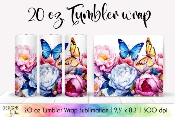 Peony Flowers Skinny Tumbler Wrap Graphics
