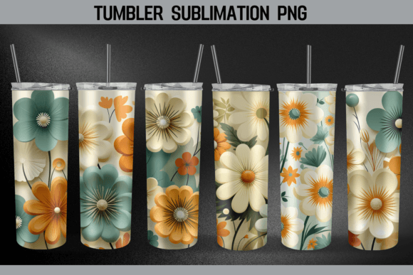 Retro Seamless Tumbler Sublimation Wrap: Graphics for Crafts & Content