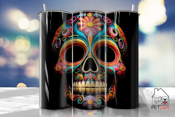 Skull Day of the Dead Tumbler 3 Graphics for Crafts