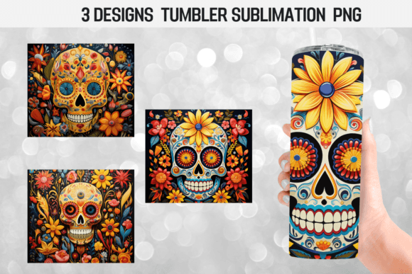 Skull Style Mexican Tumbler Wrap: Graphics for Crafts