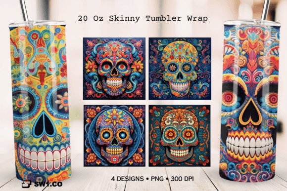 Skull Sugar Colorful Tumbler Sublimation Graphics