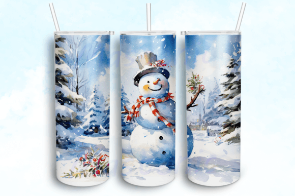 Snowman Tumbler Sublimation Design: Graphics for Crafts & Seasonal Branding