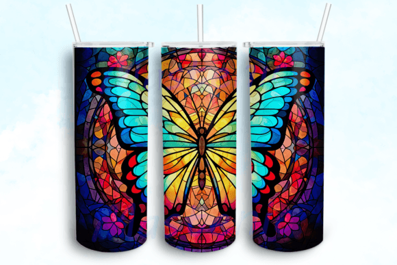 Stained Glass Butterfly Tumbler: Graphics for Crafts Sellers