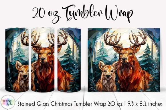 Stained Glass Christmas Animals Tumbler Graphics
