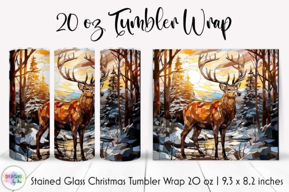 Stained Glass Christmas Reindeer Tumbler: Graphics & Tumbler Wraps