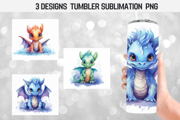 Watercolor Baby Dragon Tumbler: Graphics for Crafts & Creative Publishing