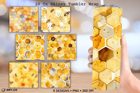 Watercolor Honeycomb Tumbler Sublimation Graphics