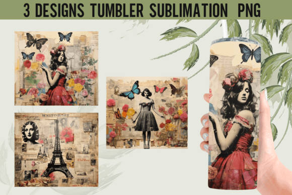 Watercolor Vintage Tumbler Wrap Designs