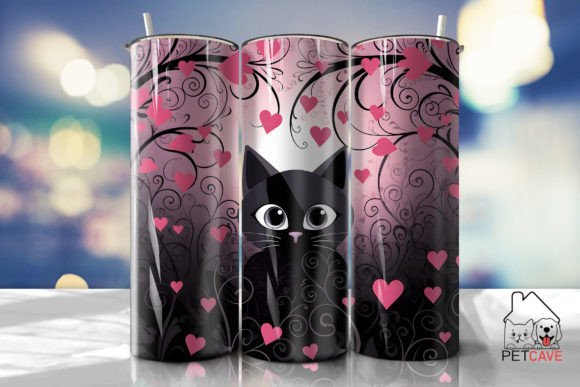 Whimsical Cartoonish Cat Tumbler 20oz Graphics