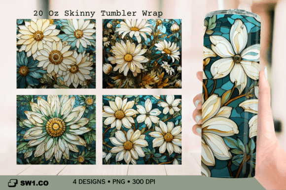 White Flower Tumbler Sublimation Wrap: Graphics for Crafts